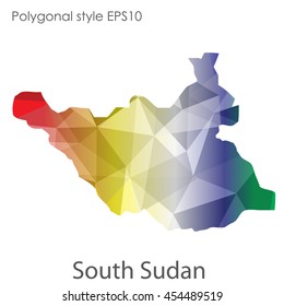 South Sudan map in geometric polygonal style.Abstract gems triangle,modern design background.Vector Illustration EPS10.