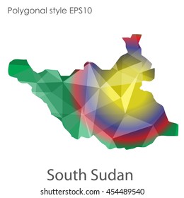 South Sudan map in geometric polygonal style.Abstract gems triangle,modern design background.Vector Illustration EPS10.