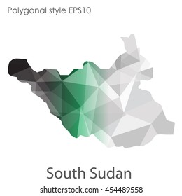 South Sudan map in geometric polygonal style.Abstract gems triangle,modern design background.Vector Illustration EPS10.