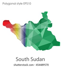 South Sudan map in geometric polygonal style.Abstract gems triangle,modern design background.Vector Illustration EPS10.