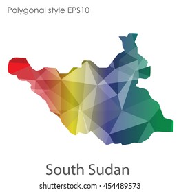 South Sudan map in geometric polygonal style.Abstract gems triangle,modern design background.Vector Illustration EPS10.