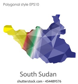 South Sudan map in geometric polygonal style.Abstract gems triangle,modern design background.Vector Illustration EPS10.