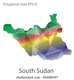 South Sudan map in geometric polygonal style.Abstract gems triangle,modern design background.Vector Illustration EPS10.