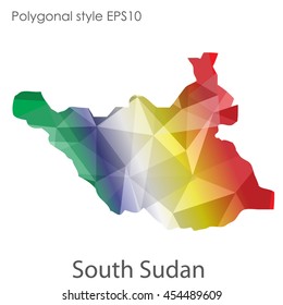 South Sudan map in geometric polygonal style.Abstract gems triangle,modern design background.Vector Illustration EPS10.