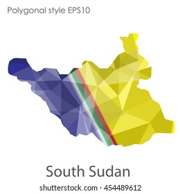 South Sudan map in geometric polygonal style.Abstract gems triangle,modern design background.Vector Illustration EPS10.