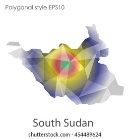 South Sudan map in geometric polygonal style.Abstract gems triangle,modern design background.Vector Illustration EPS10.