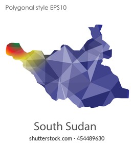 South Sudan map in geometric polygonal style.Abstract gems triangle,modern design background.Vector Illustration EPS10.