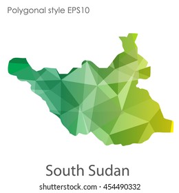 South Sudan map in geometric polygonal style.Abstract gems triangle,modern design background.Vector Illustration EPS10.