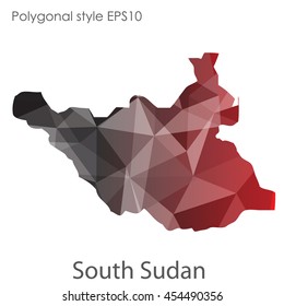 South Sudan map in geometric polygonal style.Abstract gems triangle,modern design background.Vector Illustration EPS10.