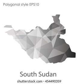 South Sudan map in geometric polygonal style.Abstract gems triangle,modern design background.Vector Illustration EPS10.
