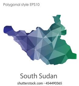 South Sudan map in geometric polygonal style.Abstract gems triangle,modern design background.Vector Illustration EPS10.