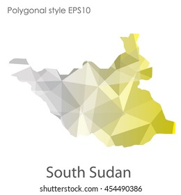 South Sudan map in geometric polygonal style.Abstract gems triangle,modern design background.Vector Illustration EPS10.