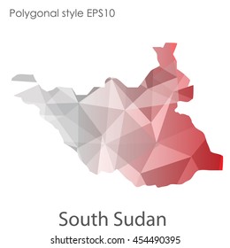 South Sudan map in geometric polygonal style.Abstract gems triangle,modern design background.Vector Illustration EPS10.