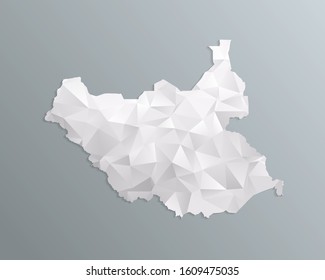 South Sudan map gray in polygonal style on dark background. isolated vector illustration eps 10.