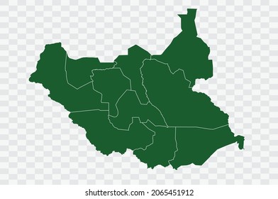 South Sudan Map Green Color on Png Background