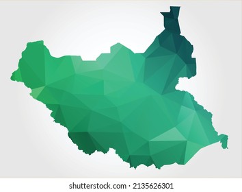 South Sudan Map Green Color on white background polygonal
