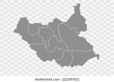 South Sudan Map grey Color on White Background  Png