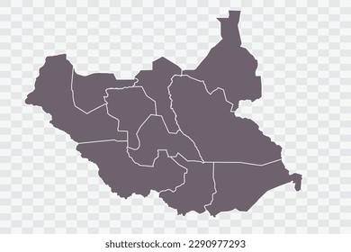 South Sudan Map Grey Color on White Background quality files Png