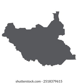 Mapa do Sudão do Sul. Mapa do Sudão do Sul em cor cinza