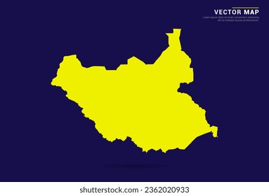 South Sudan map - High Detailed. Yellow color on dark background. Abstract design vector.