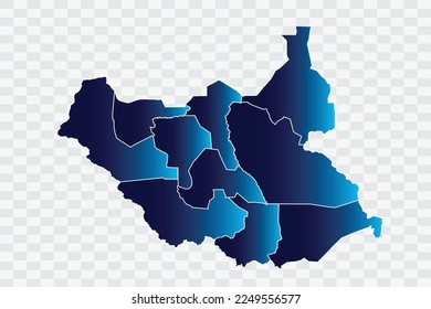 South Sudan Map indigo Color on White Background quality files png