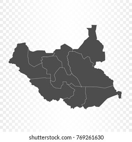 South Sudan map isolated on transparent background