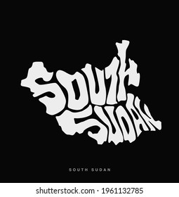 South Sudan map lettering in English. South Sudan map.