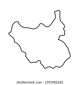 South Sudan map Line Outline country Africa map illustration vector African isolated on white background
