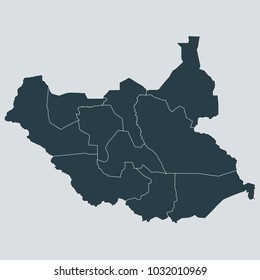 South Sudan map on gray background vector, South Sudan Map Outline Shape Gray on White Vector Illustration,
High detailed Gray illustration South Sudan.