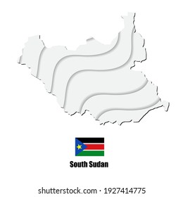 Mapa de Sudán del Sur sobre fondo blanco. ilustración vectorial.