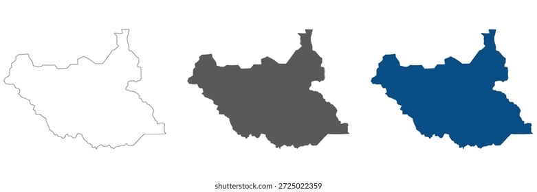 Conjunto de mapas de Sudán del Sur. Mapa de Sudán del Sur en blanco.