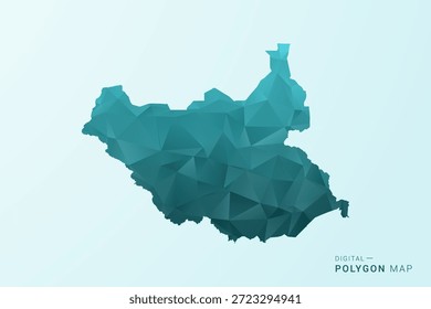Südsudan Karte - Polygon Stil Vektorgrafik in blau-grün Low Poly geometrischen Design, moderne minimale Silhouette.