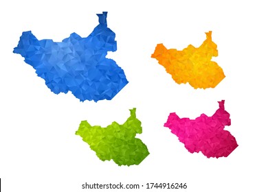 South Sudan map - Set of geometric rumpled triangular low poly style gradient graphic background , polygonal design for your ,Vector eps 10.