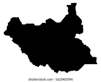 South Sudan Map Silhouette Vector