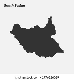 South Sudan map silhouette. Vector illustration.