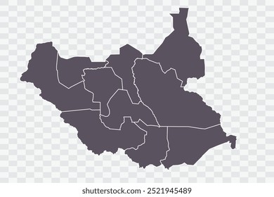 Sudán del Sur Mapa Smoke Color sobre fondo blanco archivos de calidad Png