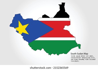 South Sudan Map stripes. Vector illustration Color on White Backgound