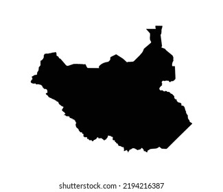 South Sudan Map. South Sudanese Country Map. Black and White National Nation Geography Outline Border Boundary Territory Shape Vector Illustration EPS Clipart svg