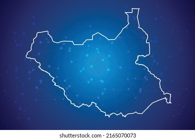 Südsudan-Karte-Technologie mit Netzwerkanschluss-Hintergrund
