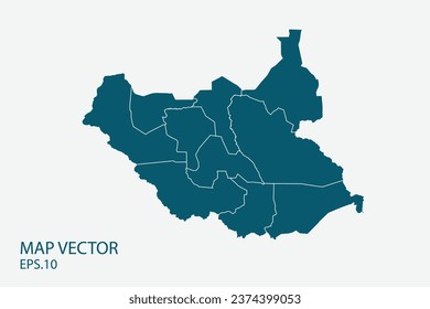 South Sudan map vector, Abstract design vector illustration Eps 10. High Detailed on white background.