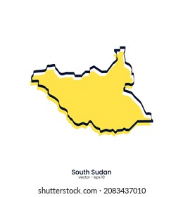 South Sudan map vector illustration template design. Outline style.