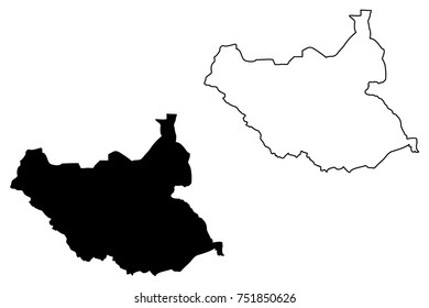 South Sudan map vector illustration, scribble sketch South Sudan