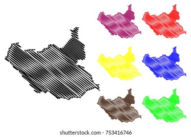 South Sudan map vector illustration, scribble sketch South Sudan