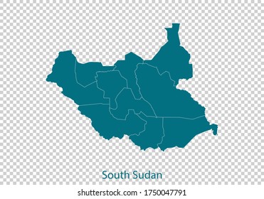 south Sudan map vector, isolated teal color on transparent background
