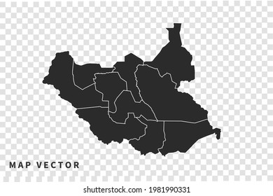 South Sudan map vector, isolated on transparent background
