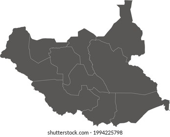 South Sudan map vector, isolated on white background