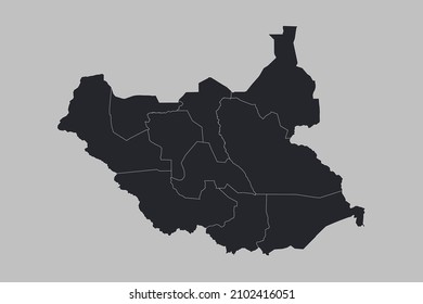 South Sudan map vector, isolated on gray background