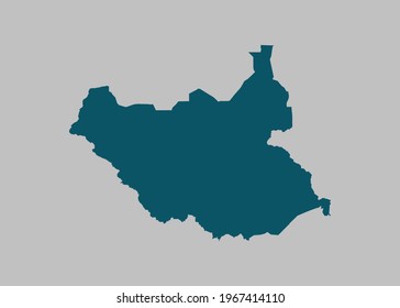 South Sudan map vector,Not isolated ocean blue color on gray background