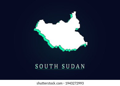 South Sudan Map - World map vector template with green and white  color gradient isolated on dark background - Vector illustration eps 10
