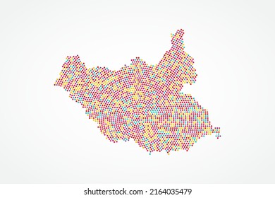 Mapa de Sudán del Sur - Mapa mundial del vector de mapa con puntos coloridos, rejilla, grunge, estilo de medio tono aislado en fondo blanco para educación, infografía, diseño, sitio web - Ilustración vectorial eps 10